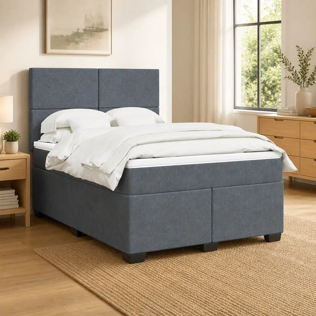 Box Spring Bed with Pocket Mattress & LED Lighting