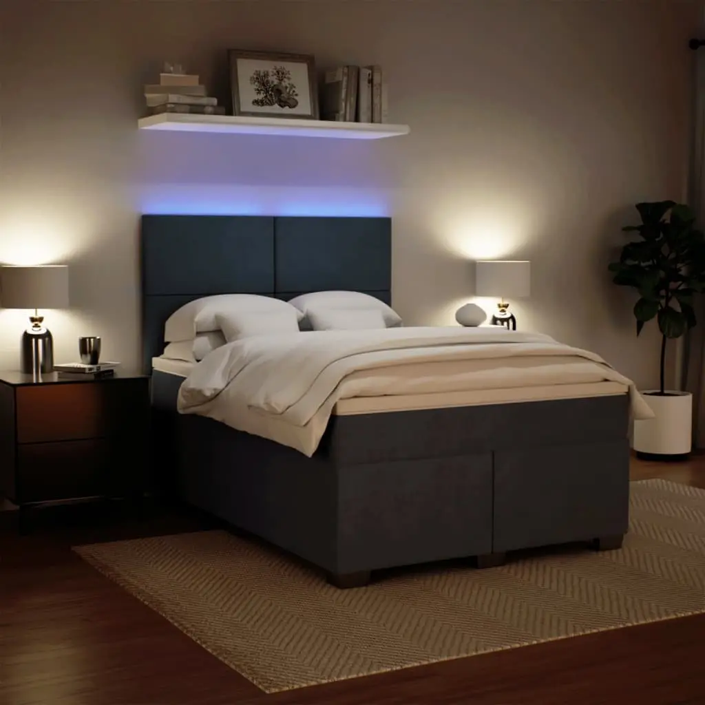 Box Spring Bed with Pocket Mattress & LED Lighting