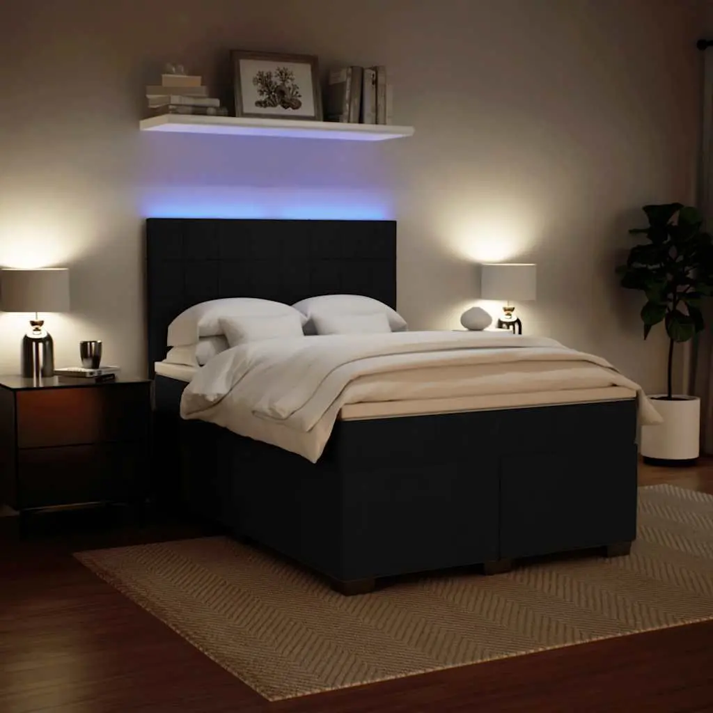 Queen Box Spring Bed with Pocket Spring Mattress LED Lights Adjustable Headboard