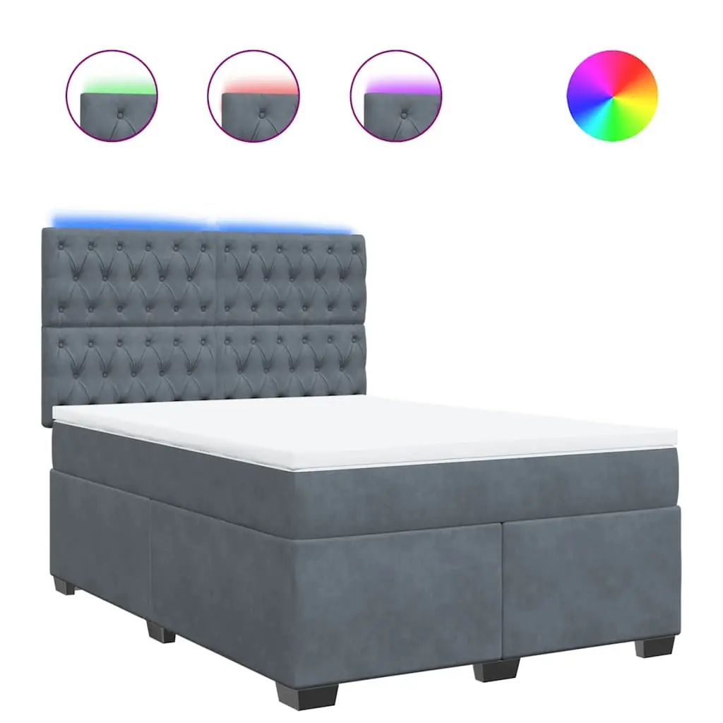 Queen Box Spring Bed with Velvet Upholstery & Pocket Springs