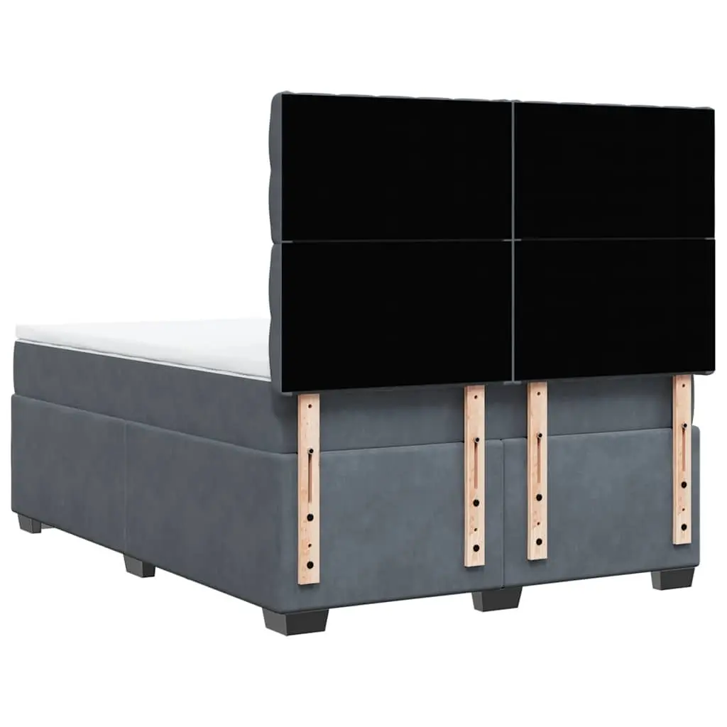 Queen Box Spring Bed with Velvet Upholstery & Pocket Springs