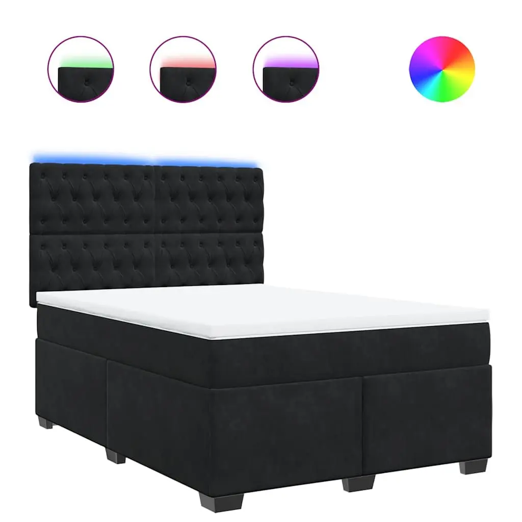 Queen Size Box Spring Bed with Pocket Spring Mattress LED Lights Adjustable