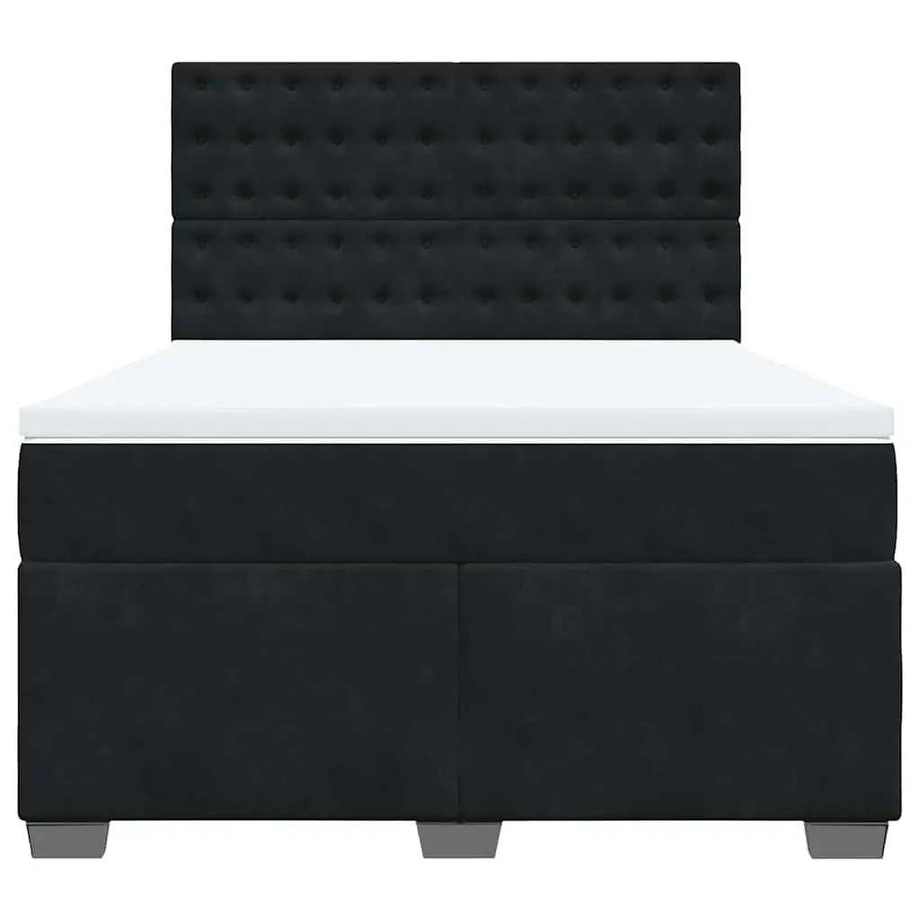 Queen Box Spring Bed with Pocket Mattress LED Lights Adjustable Headboard Black
