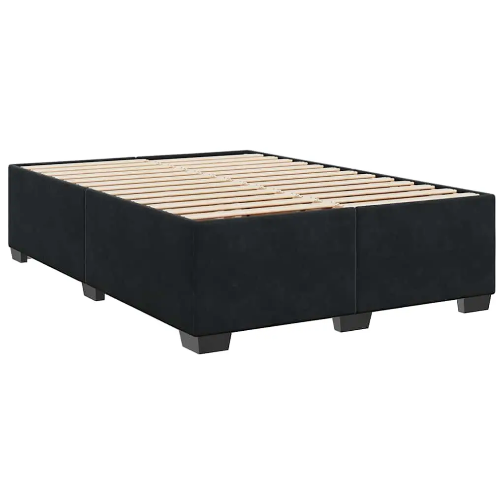 Queen Box Spring Bed with Pocket Mattress LED Lights Adjustable Headboard Black