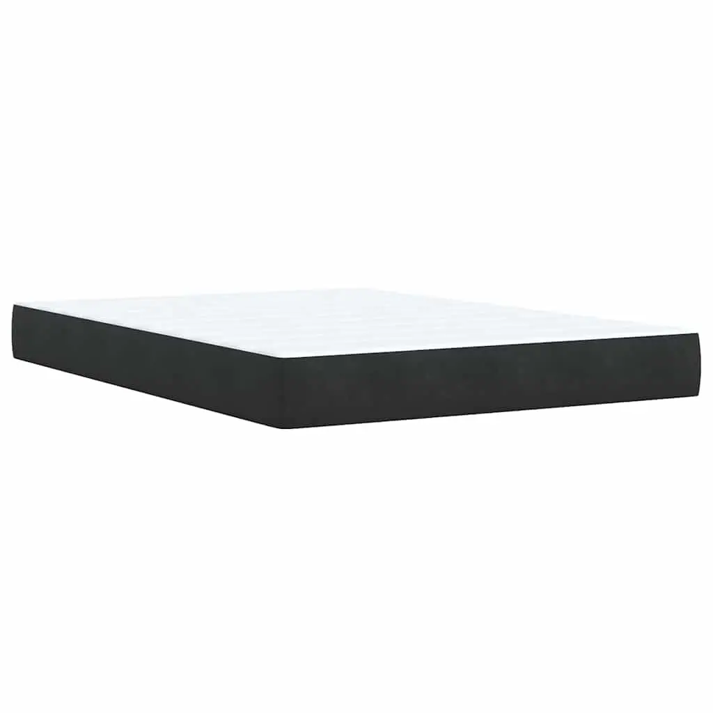 Queen Box Spring Bed with Pocket Mattress LED Lights Adjustable Headboard Black