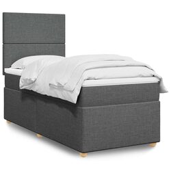 Grey King Single Box Spring Bed with Pocket Spring Mattress