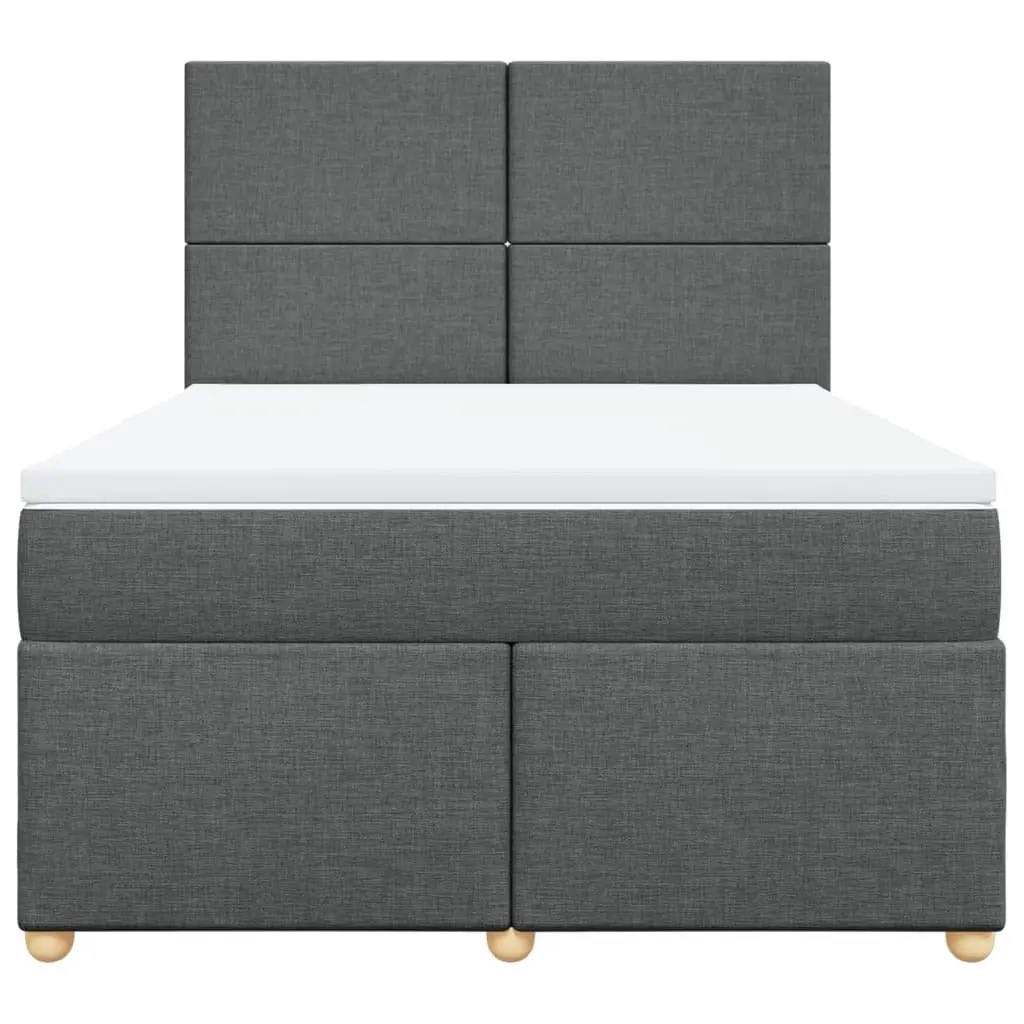 Queen Box Spring Bed with Pocket Mattress LED Lights Adjustable Headboard Grey