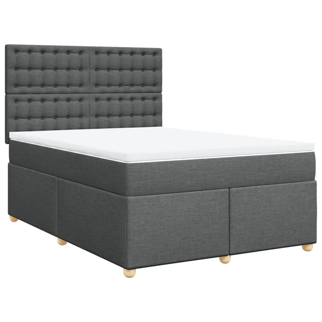 Queen Bed Frame with Adjustable Headboard Pocket Spring Mattress and LED Lighting Grey