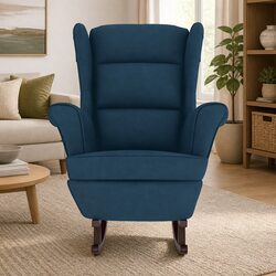Specifications of the Blue Velvet Wingback Rocking Chair