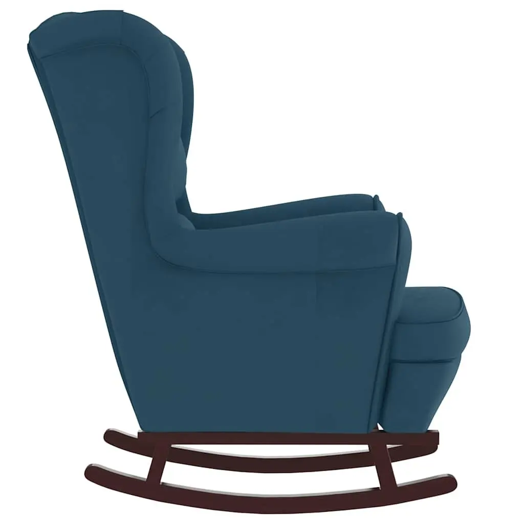 Wingback Rocking Chair Living Room Bedroom Blue Velvet