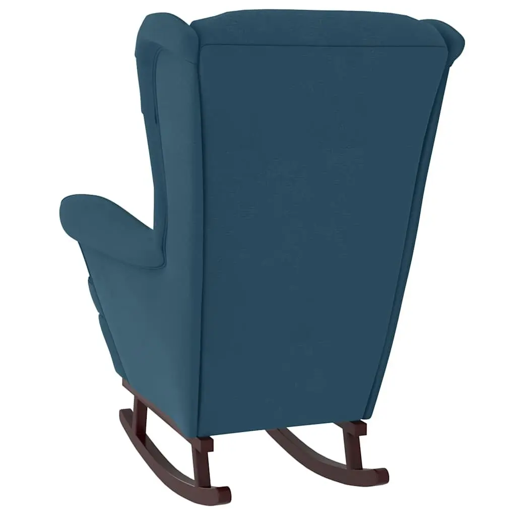 Wingback Rocking Chair Living Room Bedroom Blue Velvet