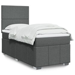 King Single Bed: Pocket Spring Mattress, Grey Fabric, LED