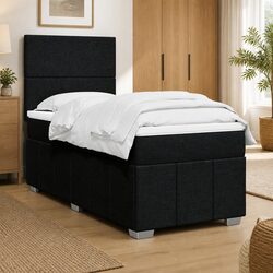 Box Spring Bed with Pocket Mattress LED Lights Adjustable Headboard King Single