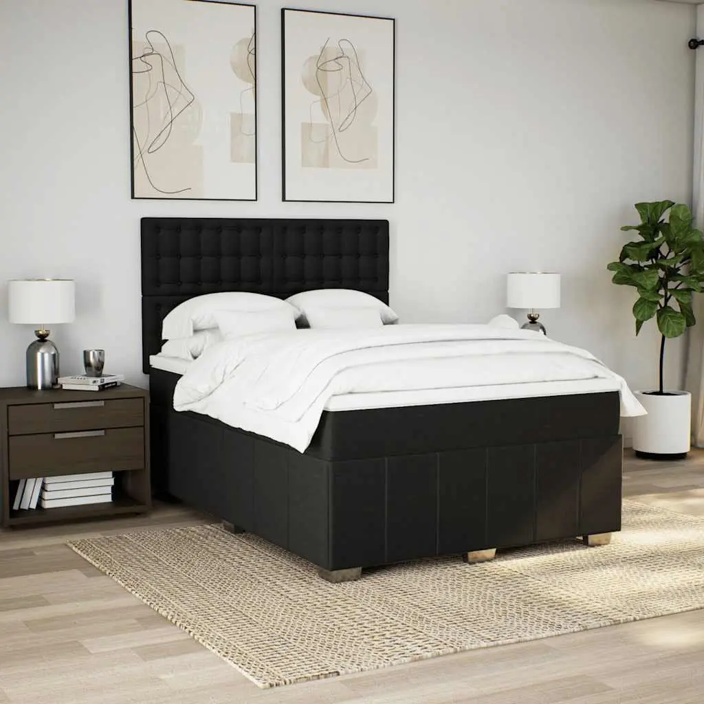 Double Box Spring Bed with Pocket Spring Mattress LED Lights Adjustable