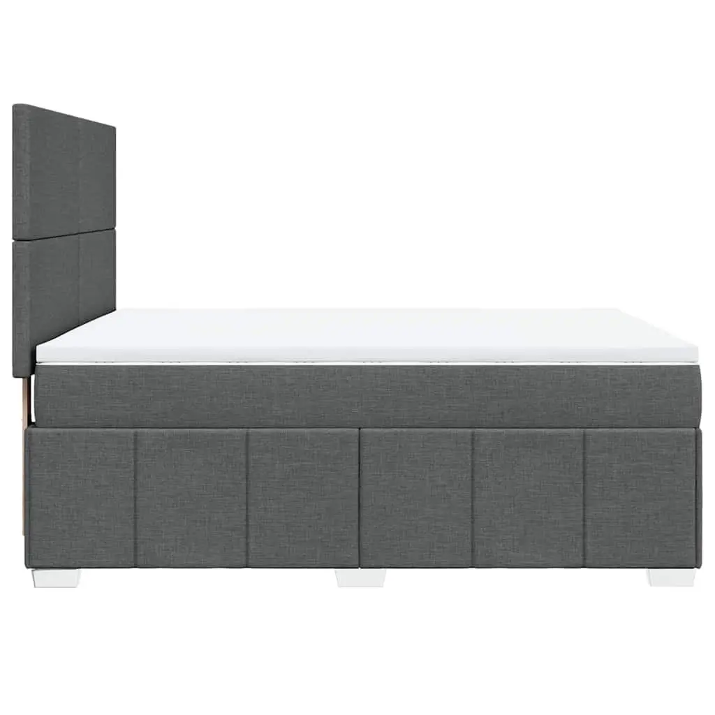 Queen Box Spring Bed with Pocket Spring Mattress LED Lights Grey Fabric