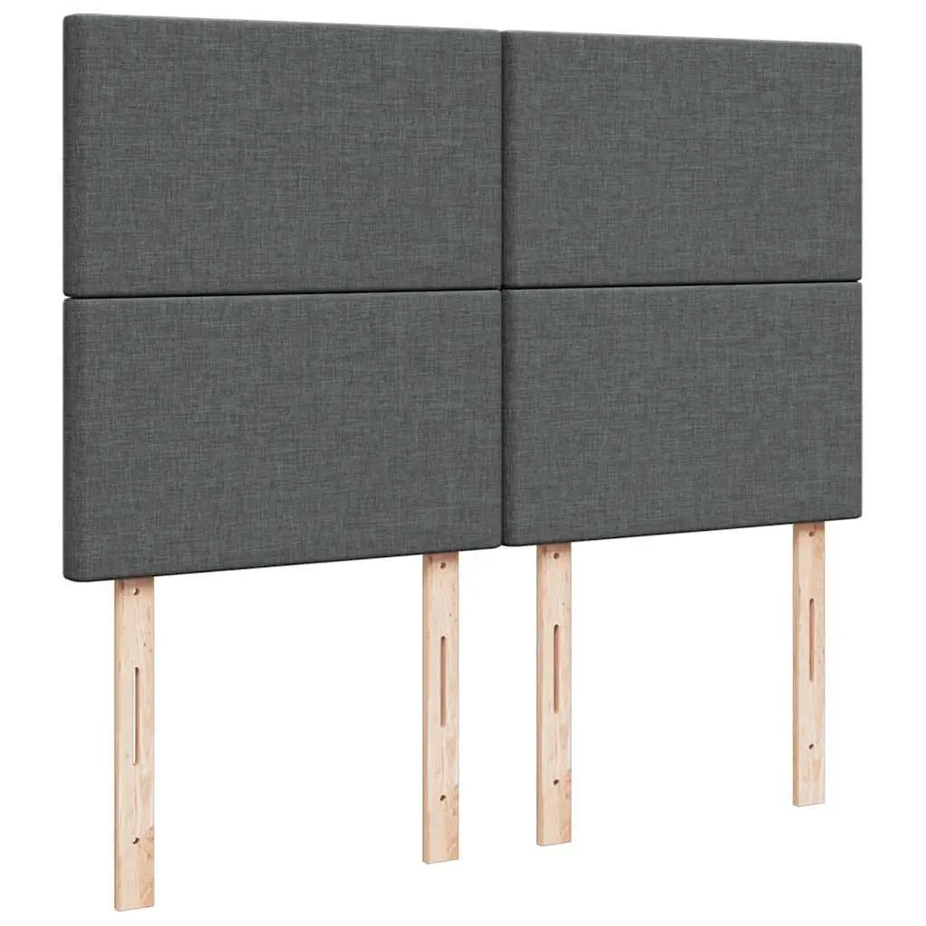 Queen Box Spring Bed with Pocket Spring Mattress LED Lights Grey Fabric