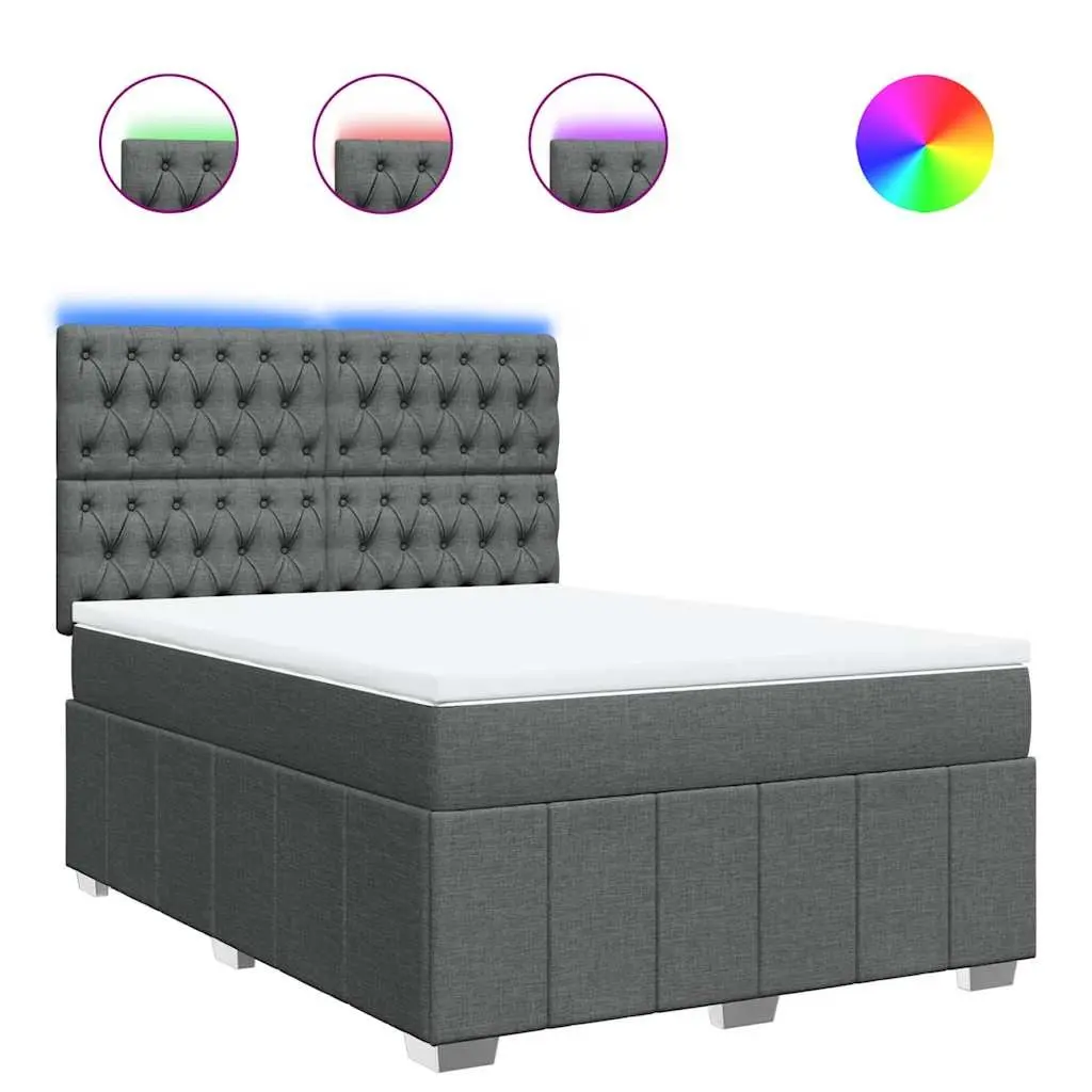 Queen Box Spring Bed with LED Lights