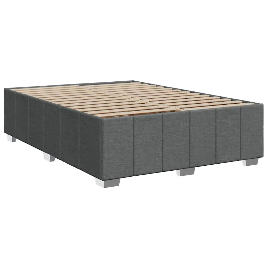 Queen Box Spring Bed with Pocket Mattress LED Lights Adjustable Headboard Grey