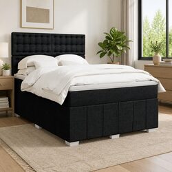 Queen Box Spring Bed with Pocket Spring Mattress LED Lights Adjustable Headboard