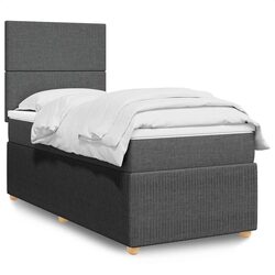 Box Spring Bed Specifications: Pocket Mattress, Dark Grey Fabric