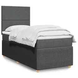 Box Spring Bed Specifications: Pocket Mattress, Dark Grey Fabric