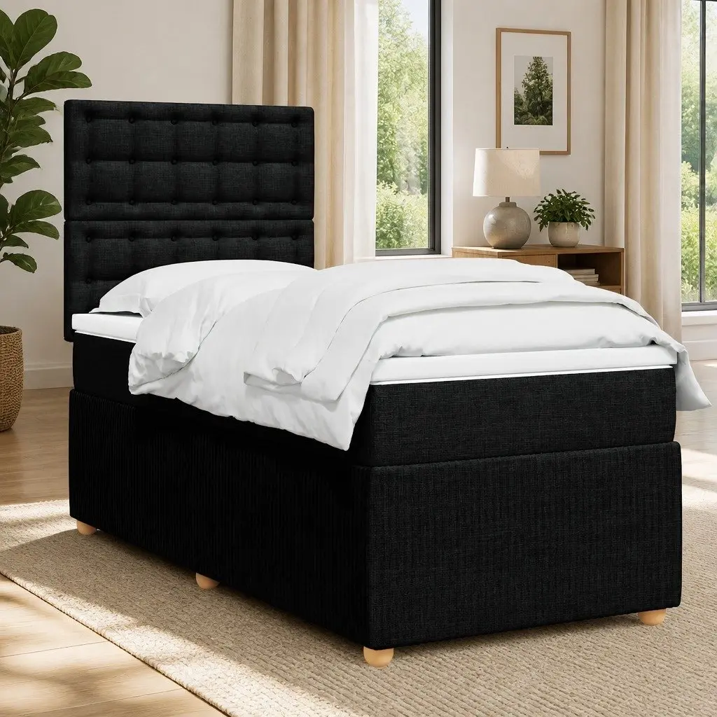 Box Spring Bed with Pocket Mattress Adjustable Headboard King Single