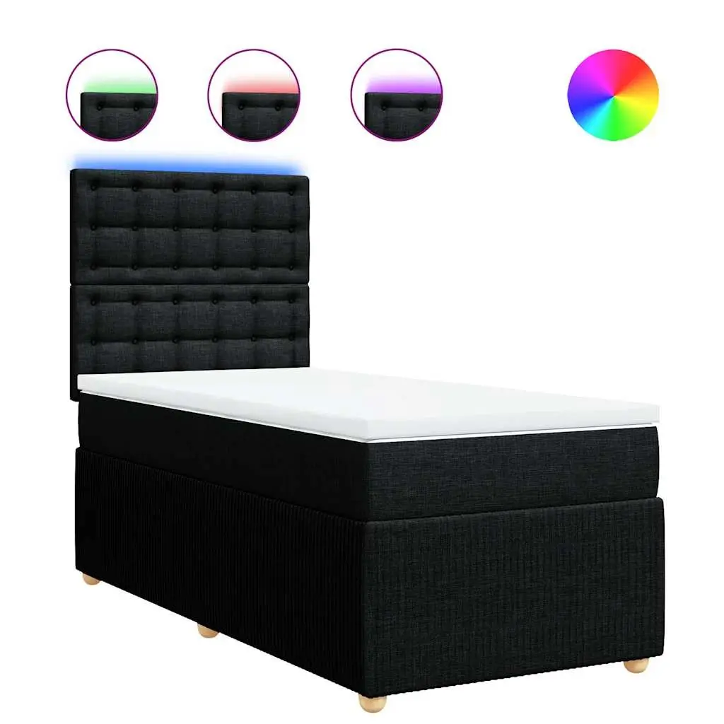 Box Spring Bed with Pocket Mattress Adjustable Headboard King Single
