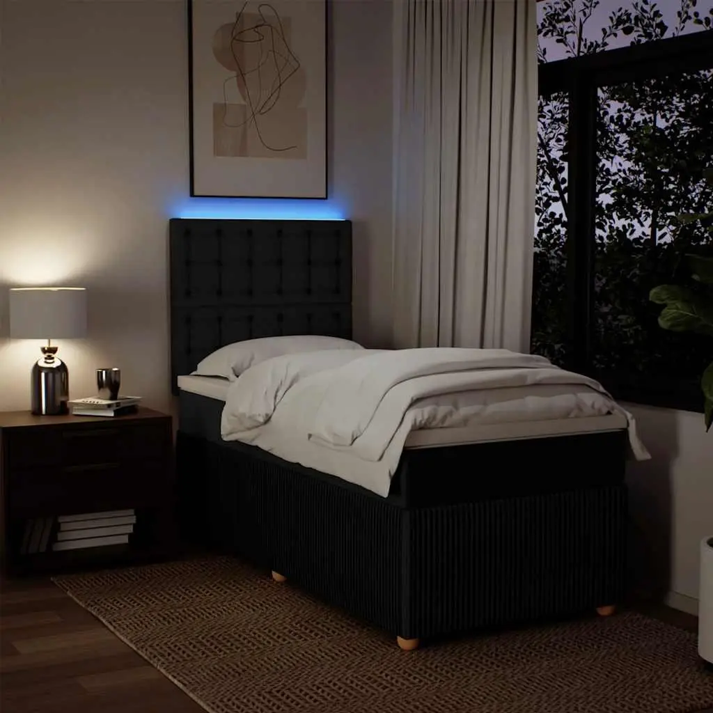Box Spring Bed with Pocket Mattress Adjustable Headboard King Single