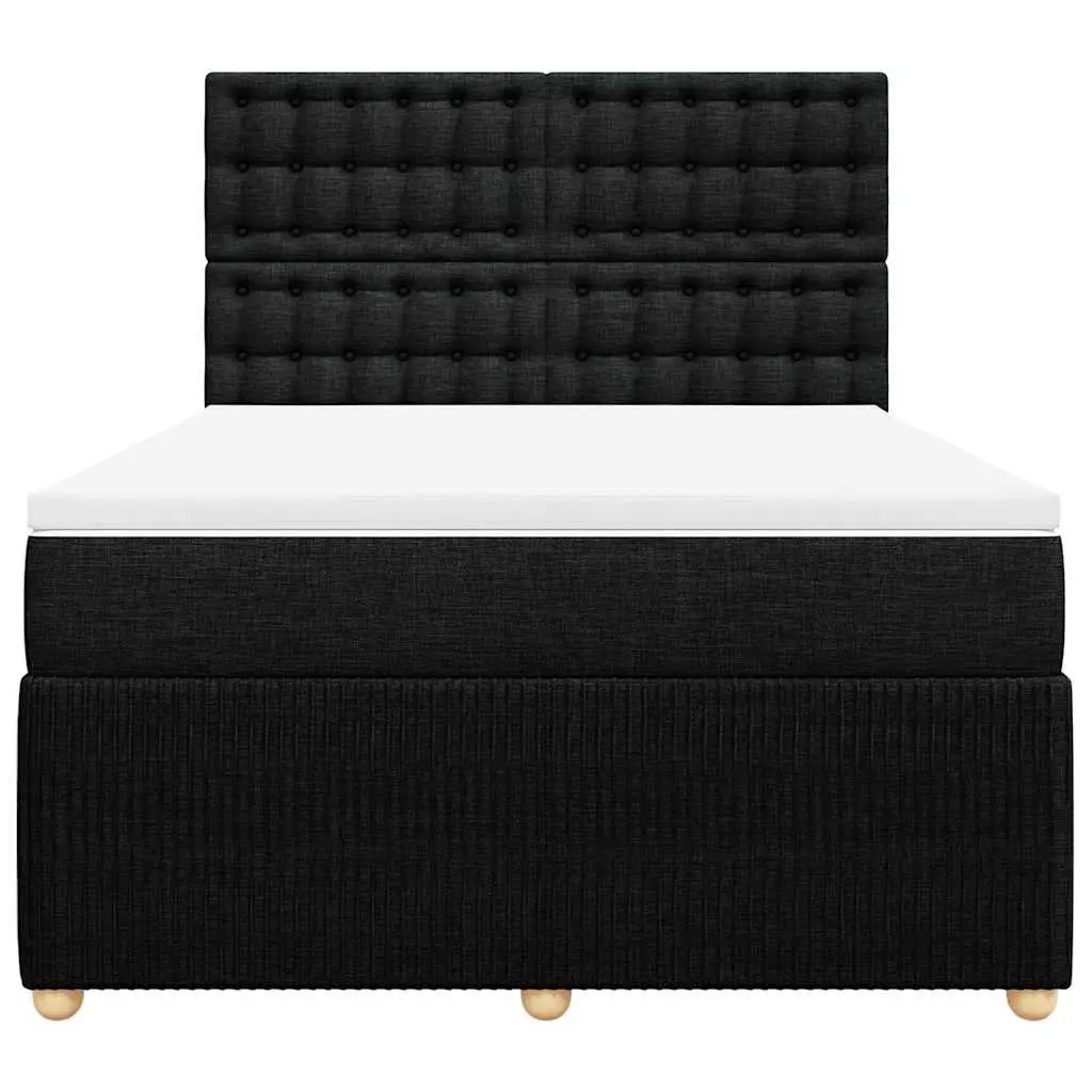 Double Box Spring Bed with Pocket Sprung Mattress for Bedroom Double Size Black Fabric