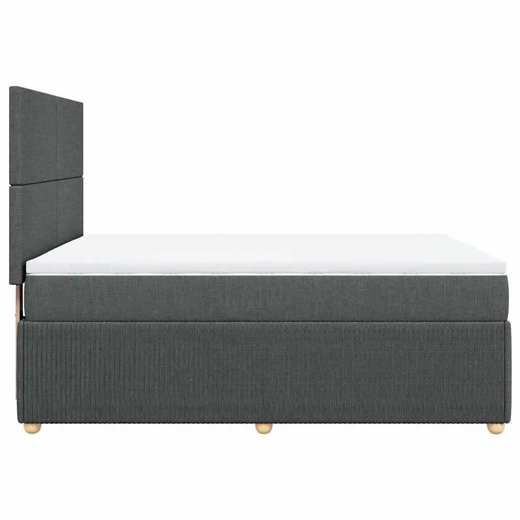 Queen Box Spring Bed with Pocket Spring Mattress and LED Lights Grey Fabric Frame