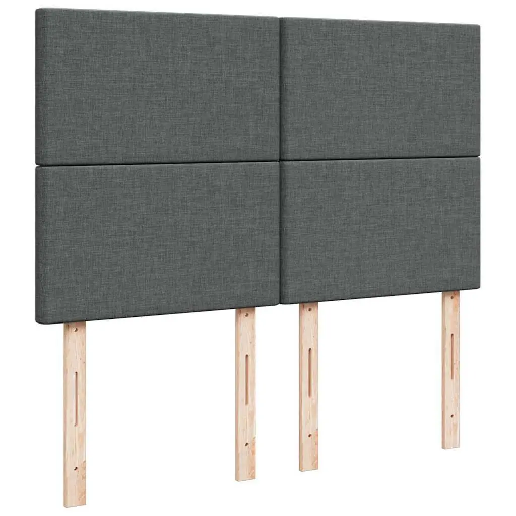 Queen Box Spring Bed with Pocket Spring Mattress and LED Lights Grey Fabric Frame