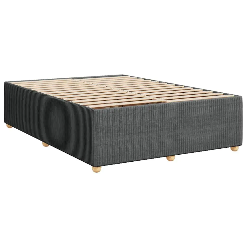 Queen Bed Frame with Mattress Dark Grey Fabric Box Spring Bed LED Lights