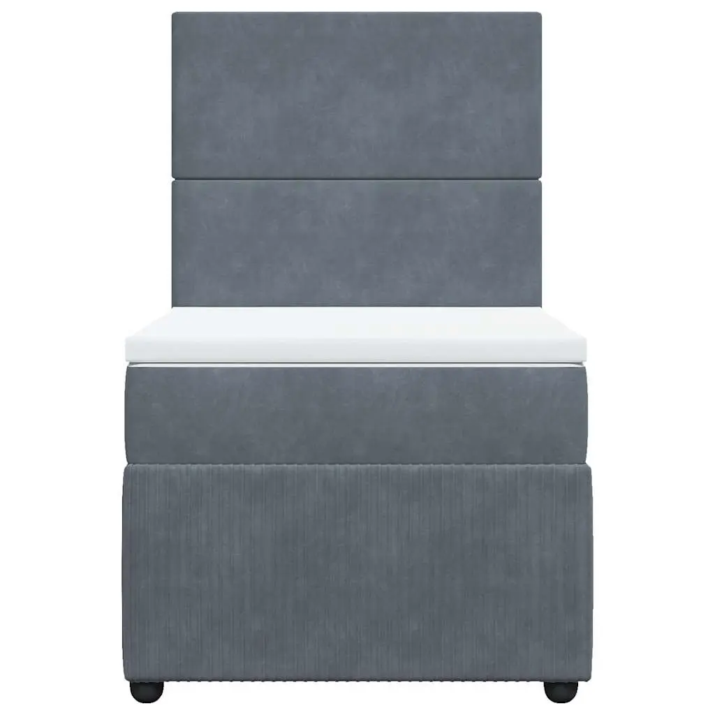Box Spring Bed King Single with Pocket Mattress and LED Headboard Grey Velvet