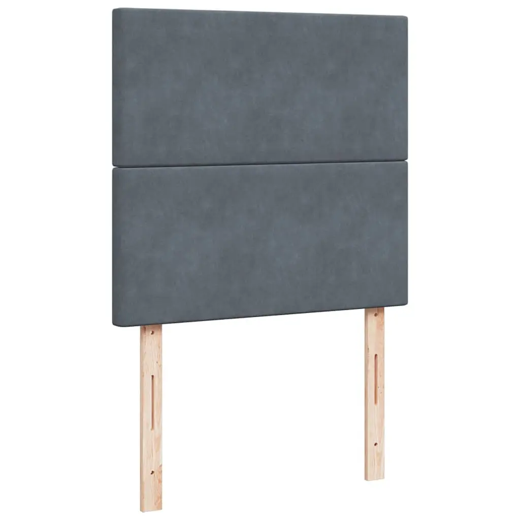 Box Spring Bed King Single with Pocket Mattress and LED Headboard Grey Velvet