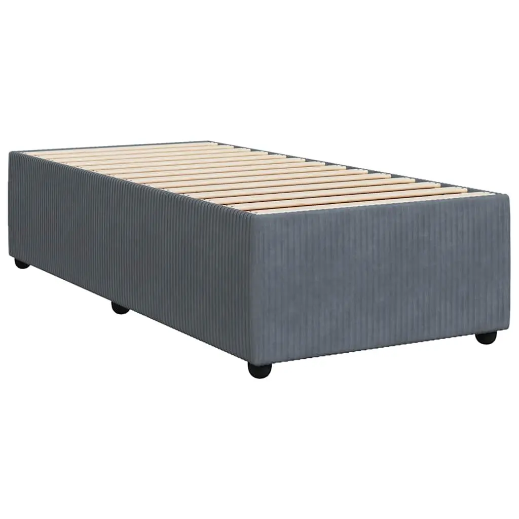 Box Spring Bed King Single with Pocket Mattress and LED Headboard Grey Velvet