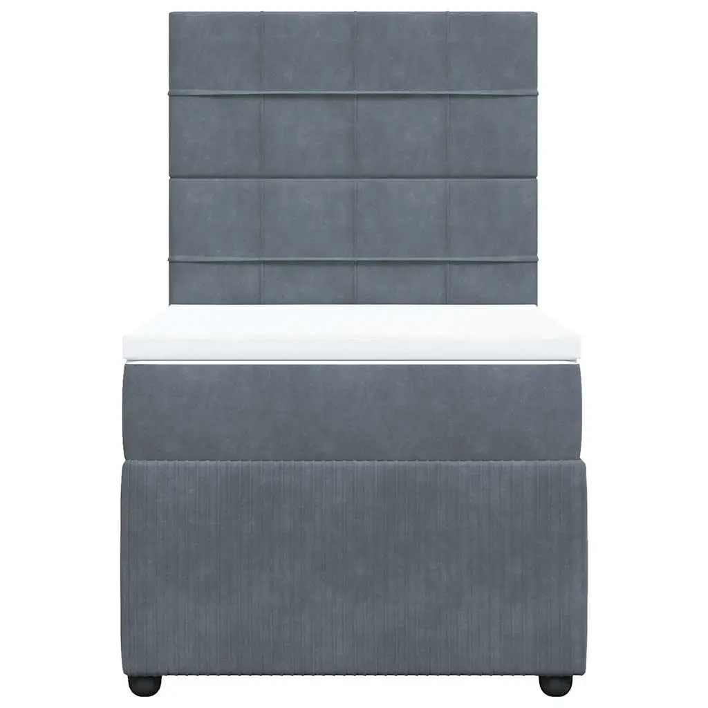 Box Spring Bed King Single with Pocket Spring Mattress LED Lights Grey Velvet