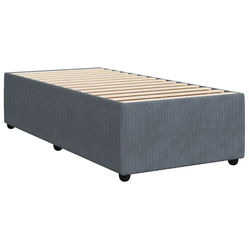 Box Spring Bed King Single with Pocket Spring Mattress LED Lights Grey Velvet