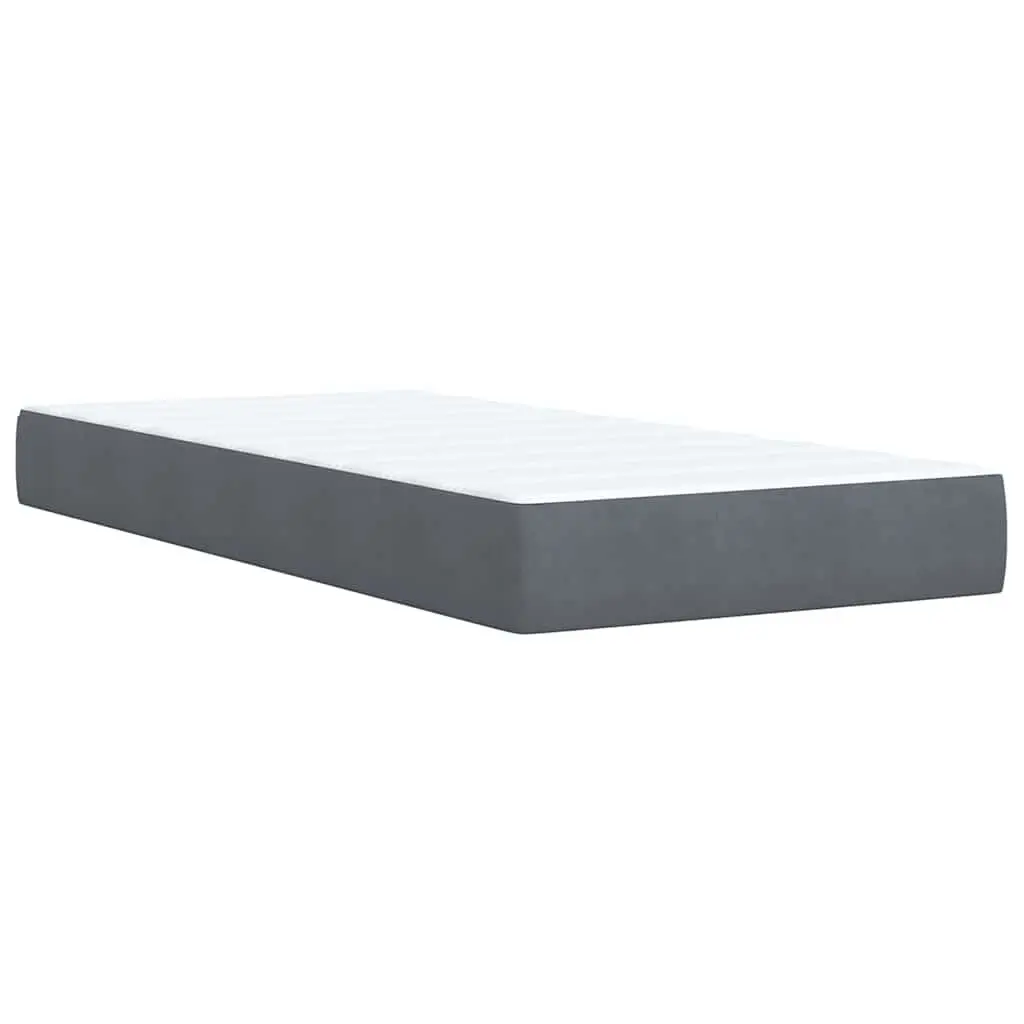 Box Spring Bed King Single with Pocket Spring Mattress LED Lights Grey Velvet