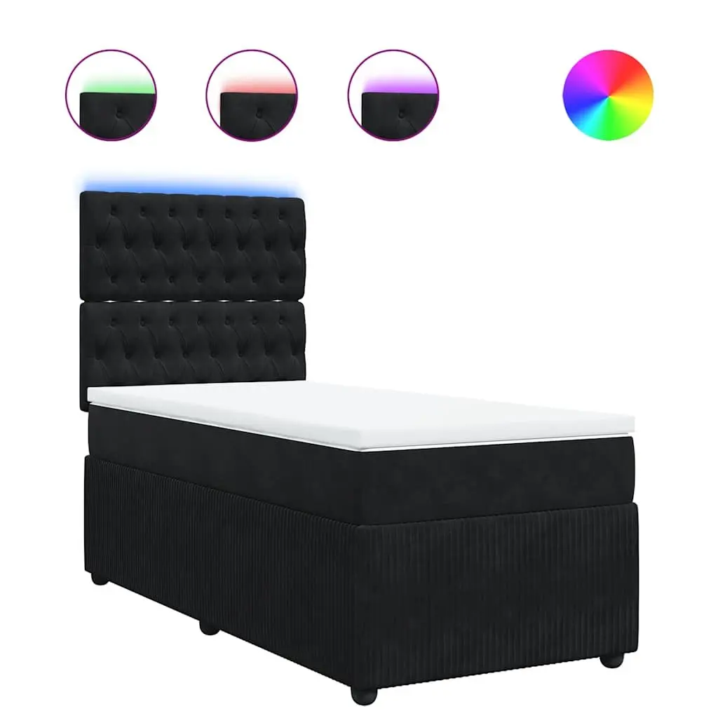 Black Velvet King Single Box Spring Bed