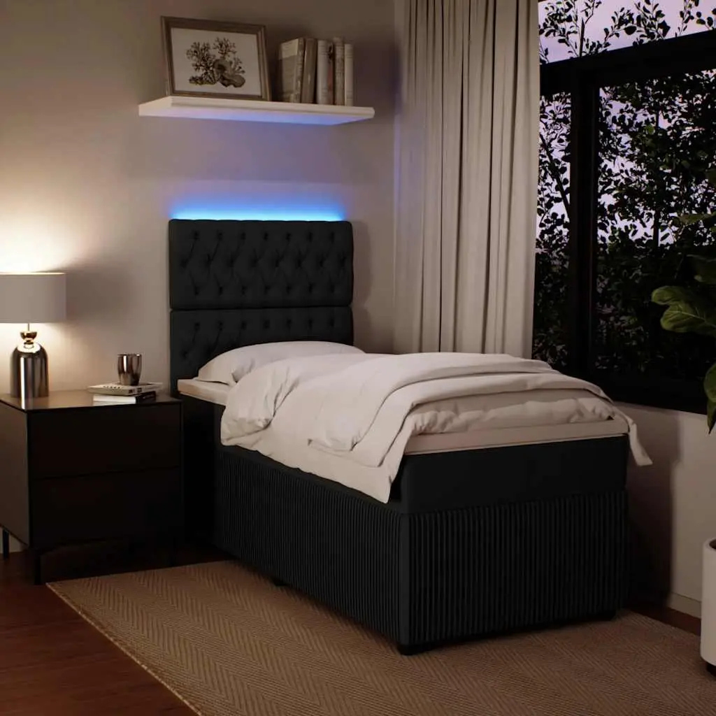Black Velvet King Single Box Spring Bed