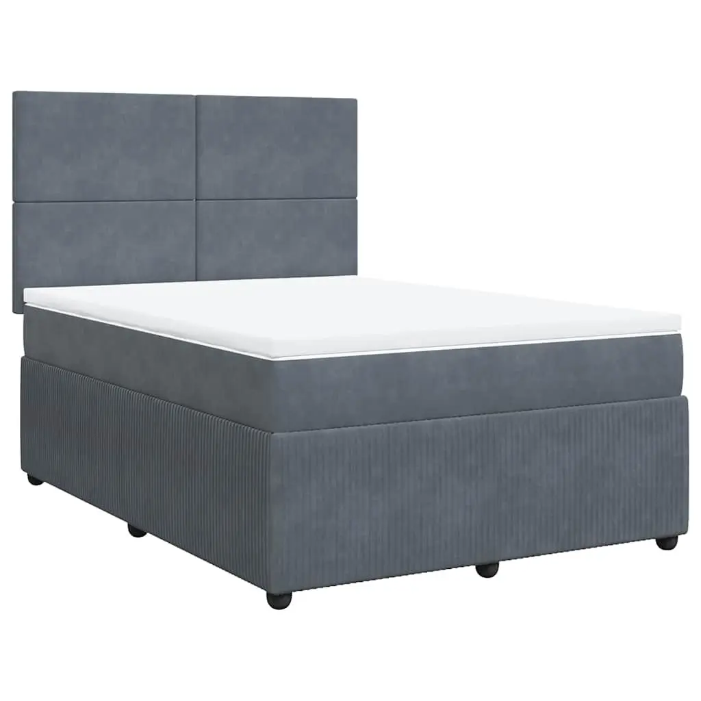 Double Box Spring Bed with Pocket Spring Mattress LED Lights Adjustable