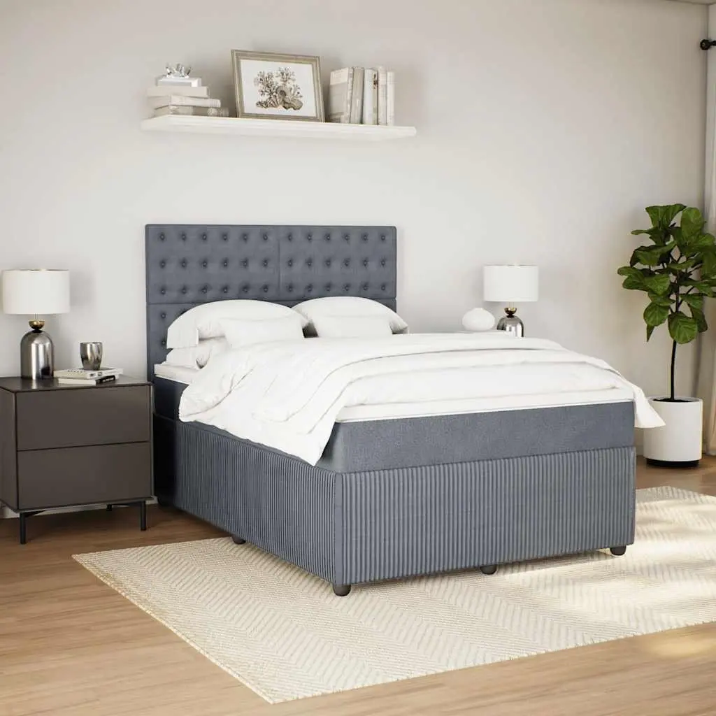 Queen Box Spring Bed with Velvet Upholstery and Pocket Spring Mattress