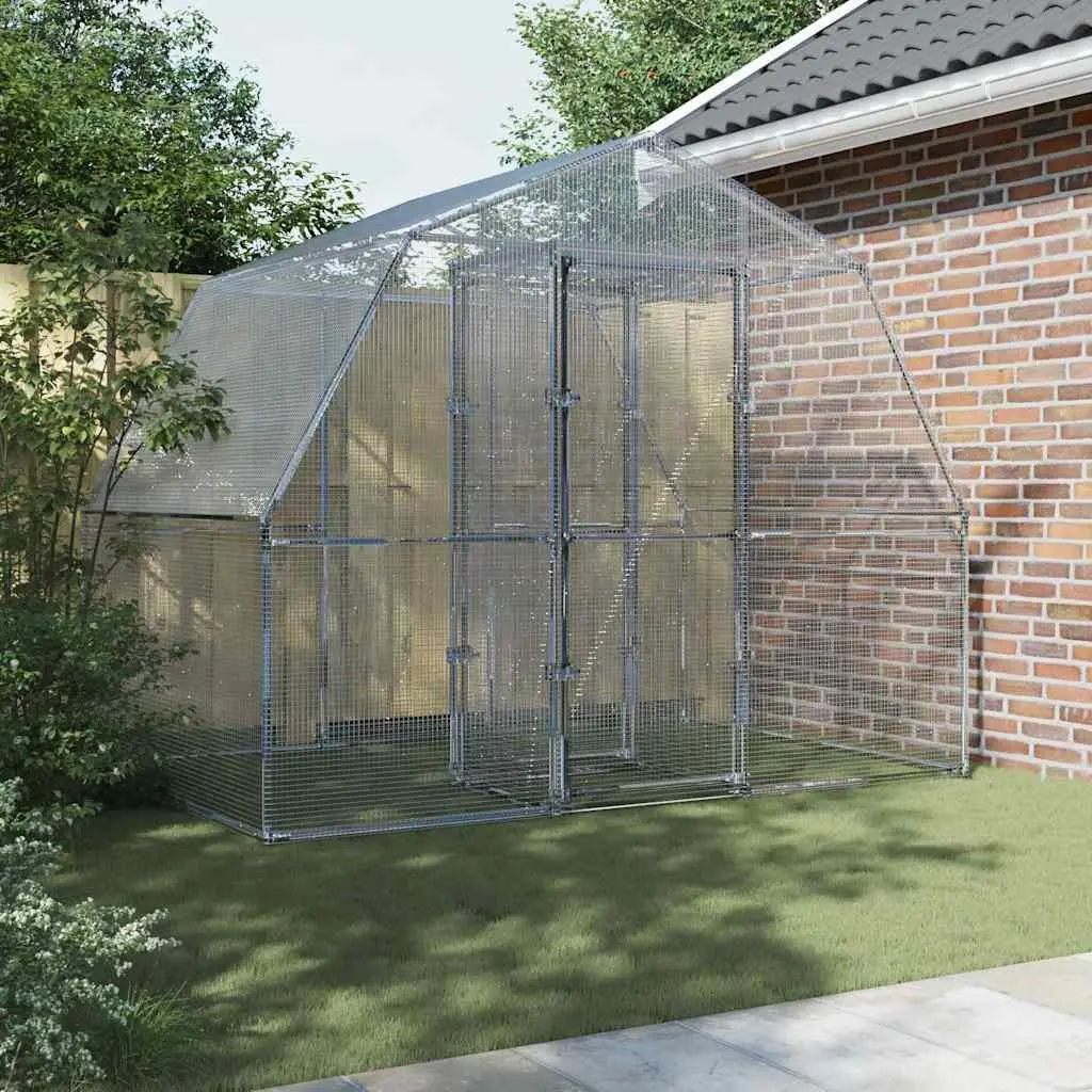 Large Silver Galvanised Steel Bird Cage
