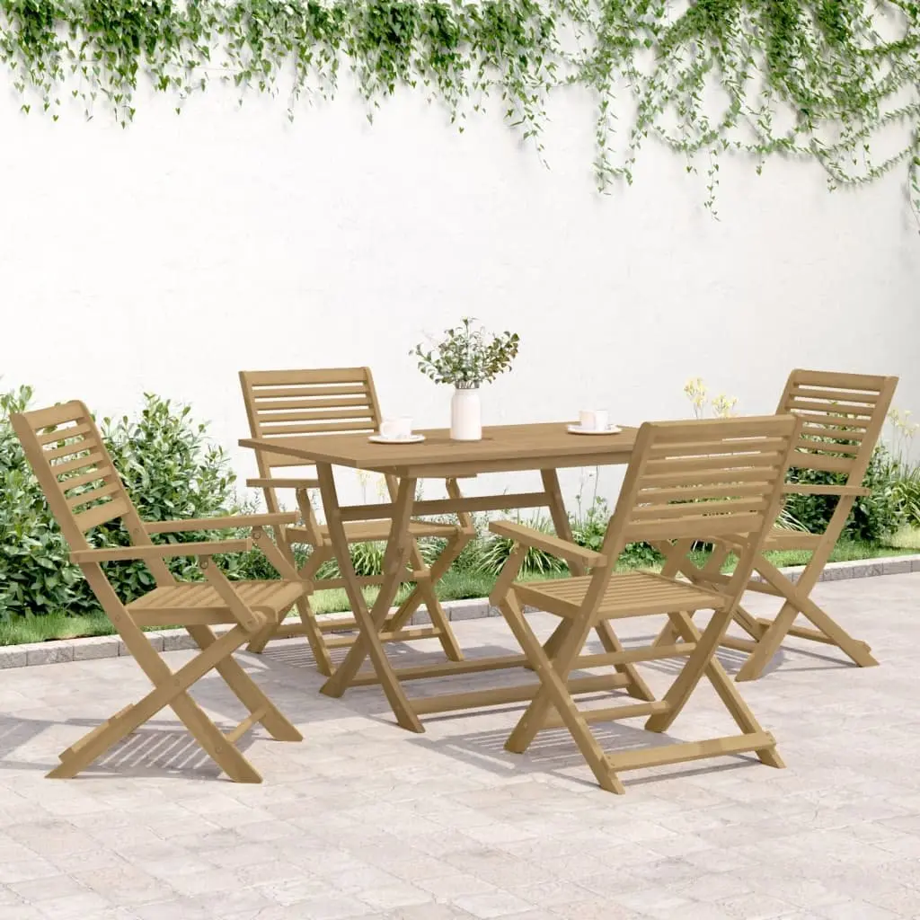 5-Piece Solid Acacia Wood Dining Set for Gardens