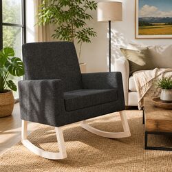 Specifications of Black Fabric Upholstered Rocking Chair