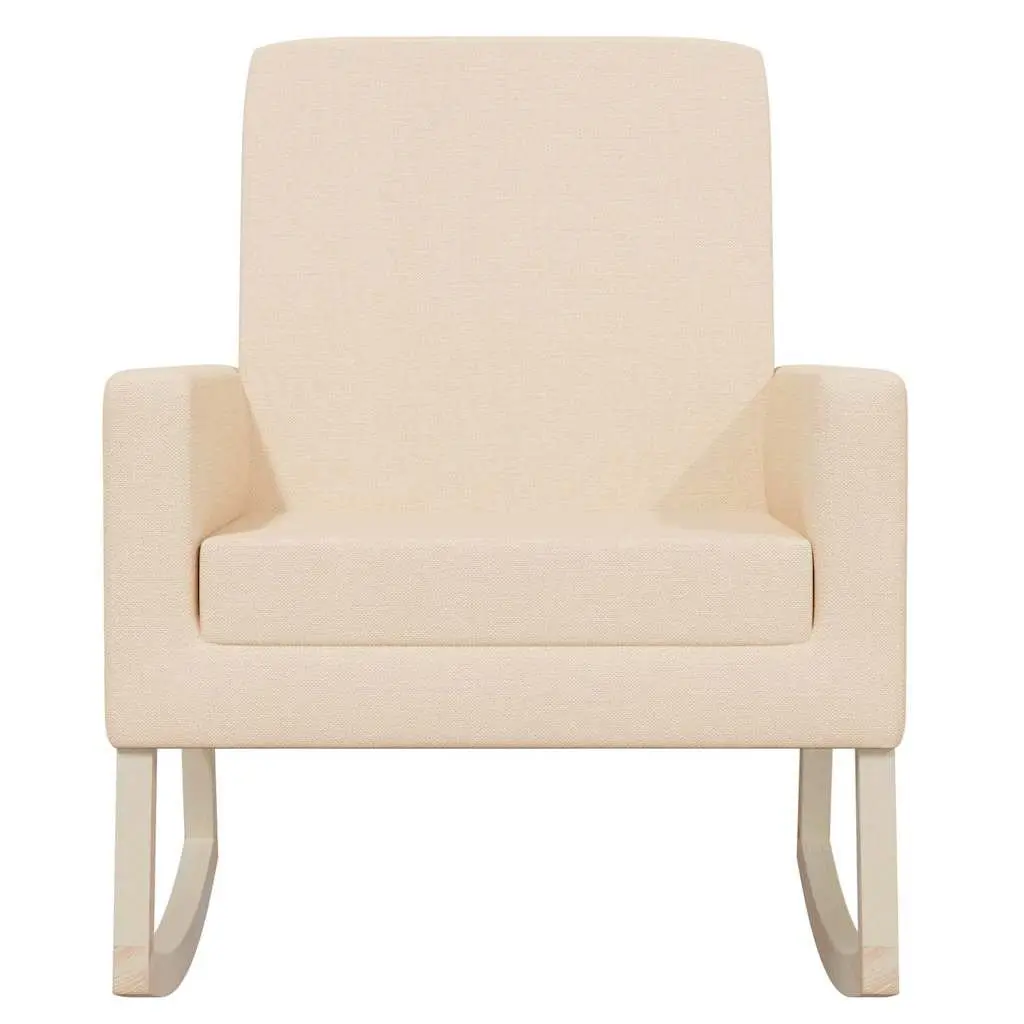 Rocking Chair with Cream Upholstery and Wooden Frame