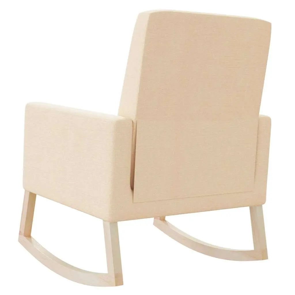Rocking Chair with Cream Upholstery and Wooden Frame