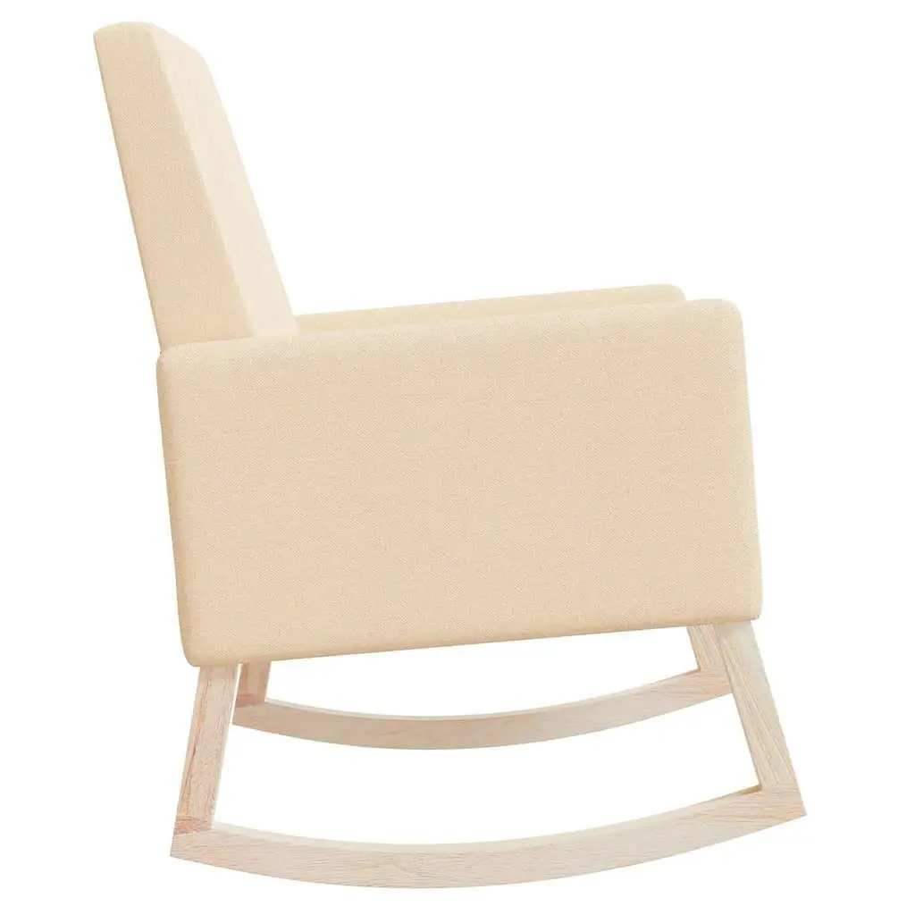 Rocking Chair with Cream Upholstery and Wooden Frame