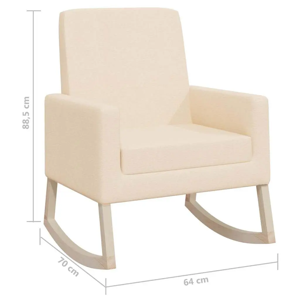 Rocking Chair with Cream Upholstery and Wooden Frame