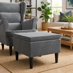 Dark Grey Velvet Stool Specifications: Compact & Durable